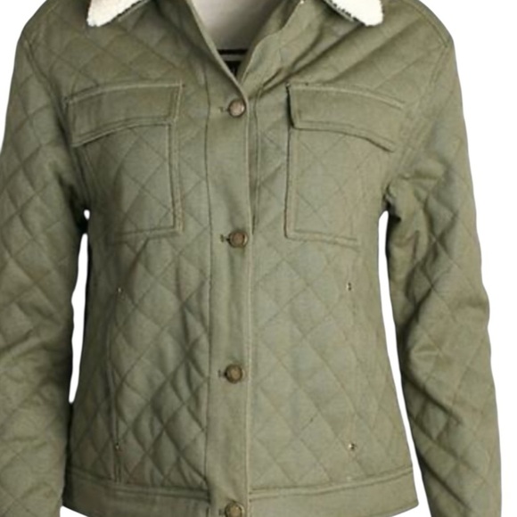 Pendleton Faux Shearling Trim Sidney Barn Coat in fatigue green - Picture 1 of 16